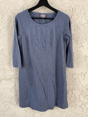 J. Jill Blue Cotton Modal Pleated Front Shift Dress S Petite Heathered Tunic Dre